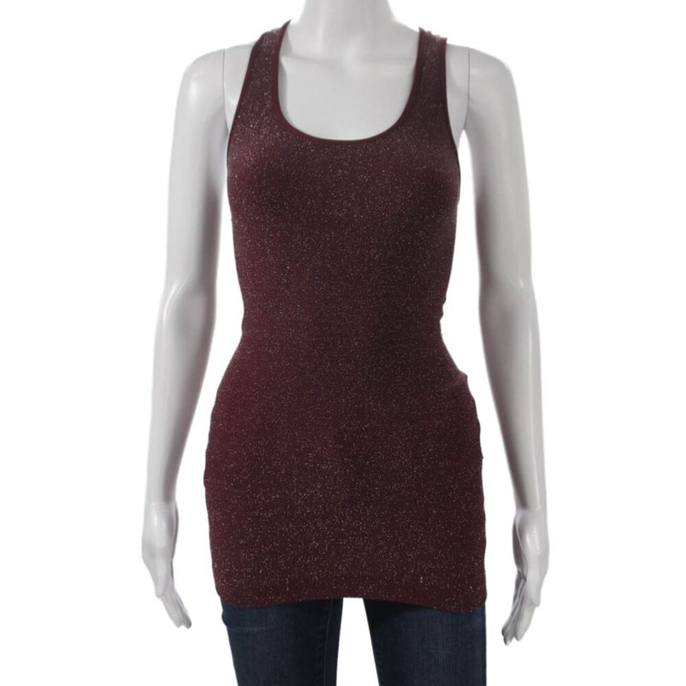 Phat Buddha Women Basic Sparkly Scoop Neck Sleeveless Tank Purple Size One Size